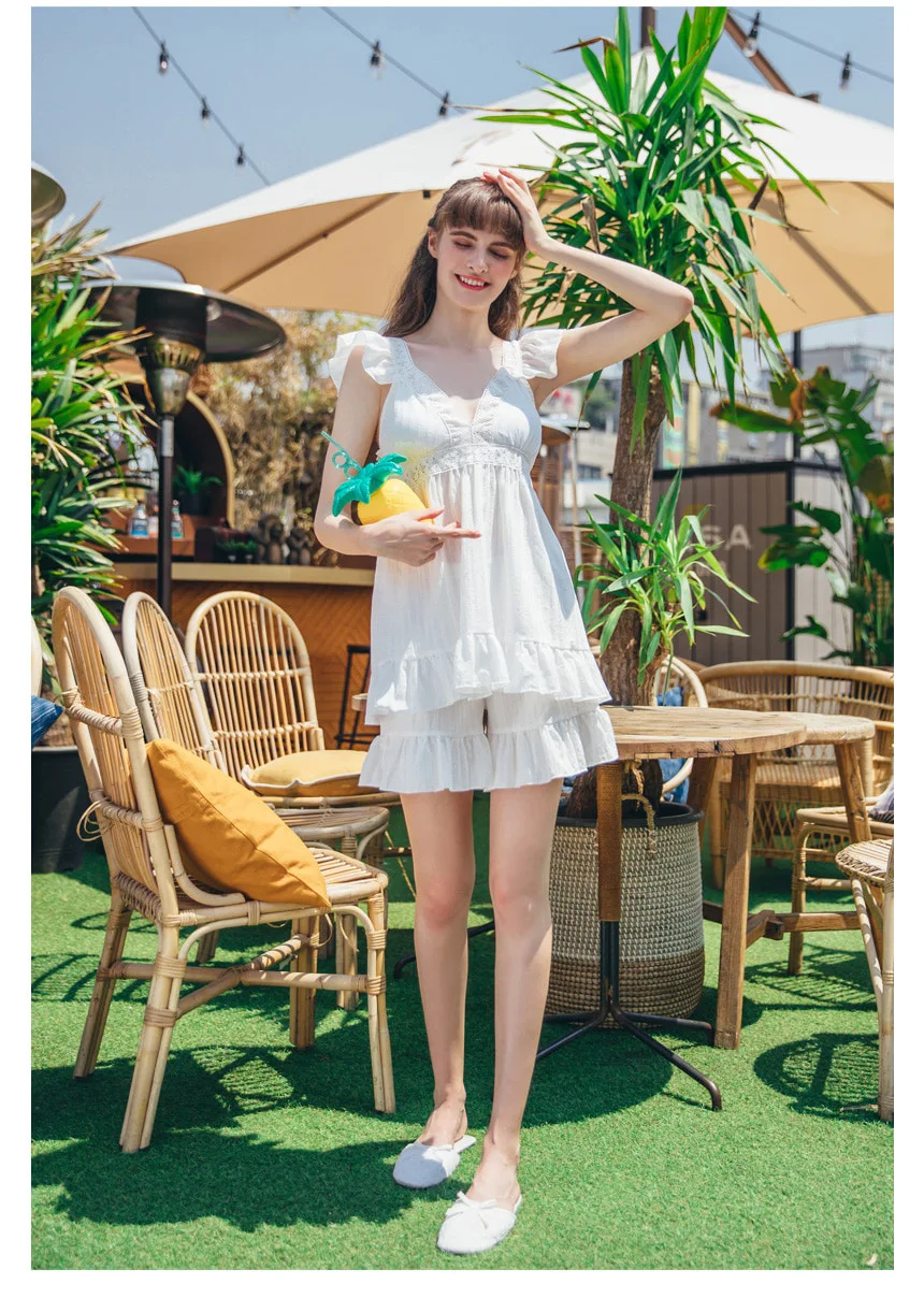 Pajamas Women's Summer New Sexy Nightdress Women's Korean-Style V Neck Cotton Nightgown Soft Homewear White
Pajamas Women's Summer New Sexy Nightdress Women's Korean-Style V Neck Cotton Nightgown Soft Homewear White
