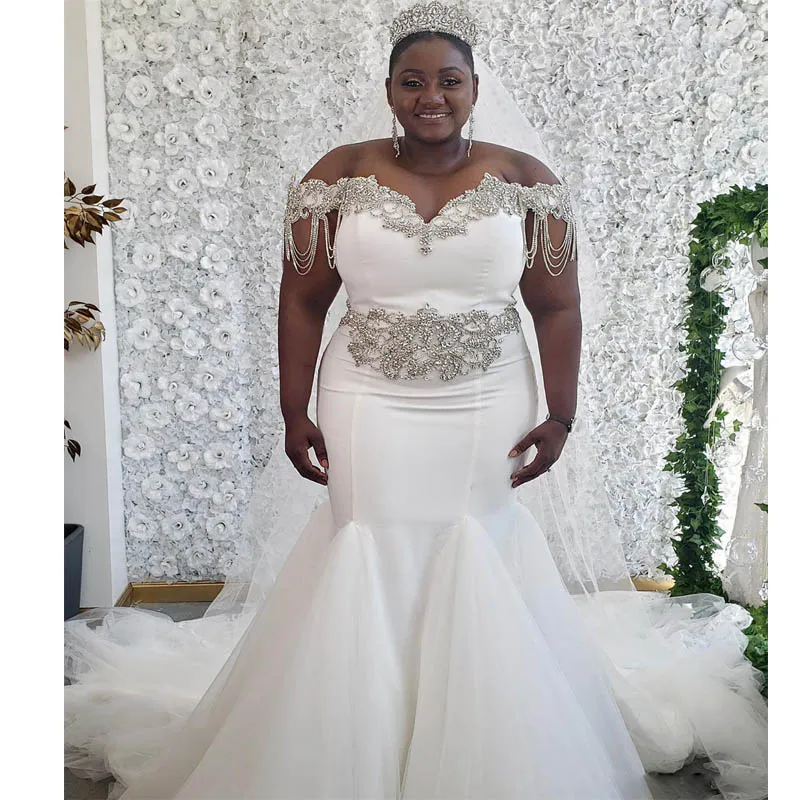 Newly Crystals African Mermaid Wedding Dresses 2021 Plus Size Black Girl Women Off Shoulder Satin Wedding Gowns
Newly Crystals African Mermaid Wedding Dresses 2021 Plus Size Black Girl Women Off Shoulder Satin Wedding Gowns