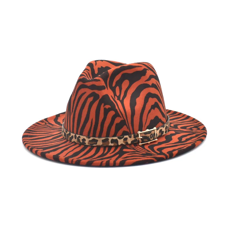 Zebra-print fedoras autumn winter jazz hat with large brim outdoor warm hat womens fedora hats
Zebra-print fedoras autumn winter jazz hat with large brim outdoor warm hat womens fedora hats