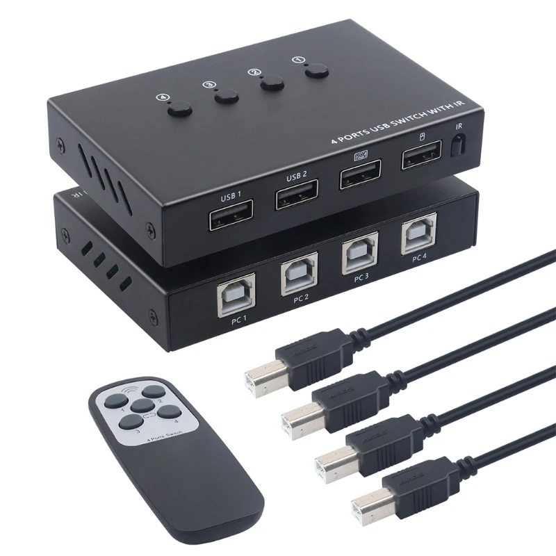 USB KVM Switch Box Sharing Adapter 4 in 4 Out 2 in 4 Out Manual Switcher with USB Cables for Computer PC Laptop Printer 24BB
USB KVM Switch Box Sharing Adapter 4 in 4 Out 2 in 4 Out Manual Switcher with USB Cables for Computer PC Laptop Printer 24BB