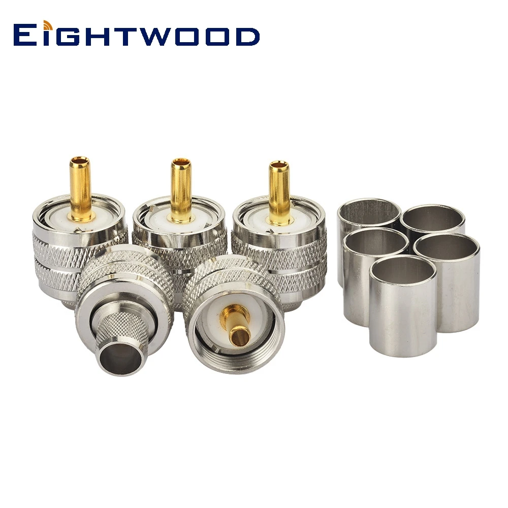 Eightwood 5 шт. UHF/SO239 штекер RF коаксиальный соединитель Адаптер обжимной LMR400 кабель