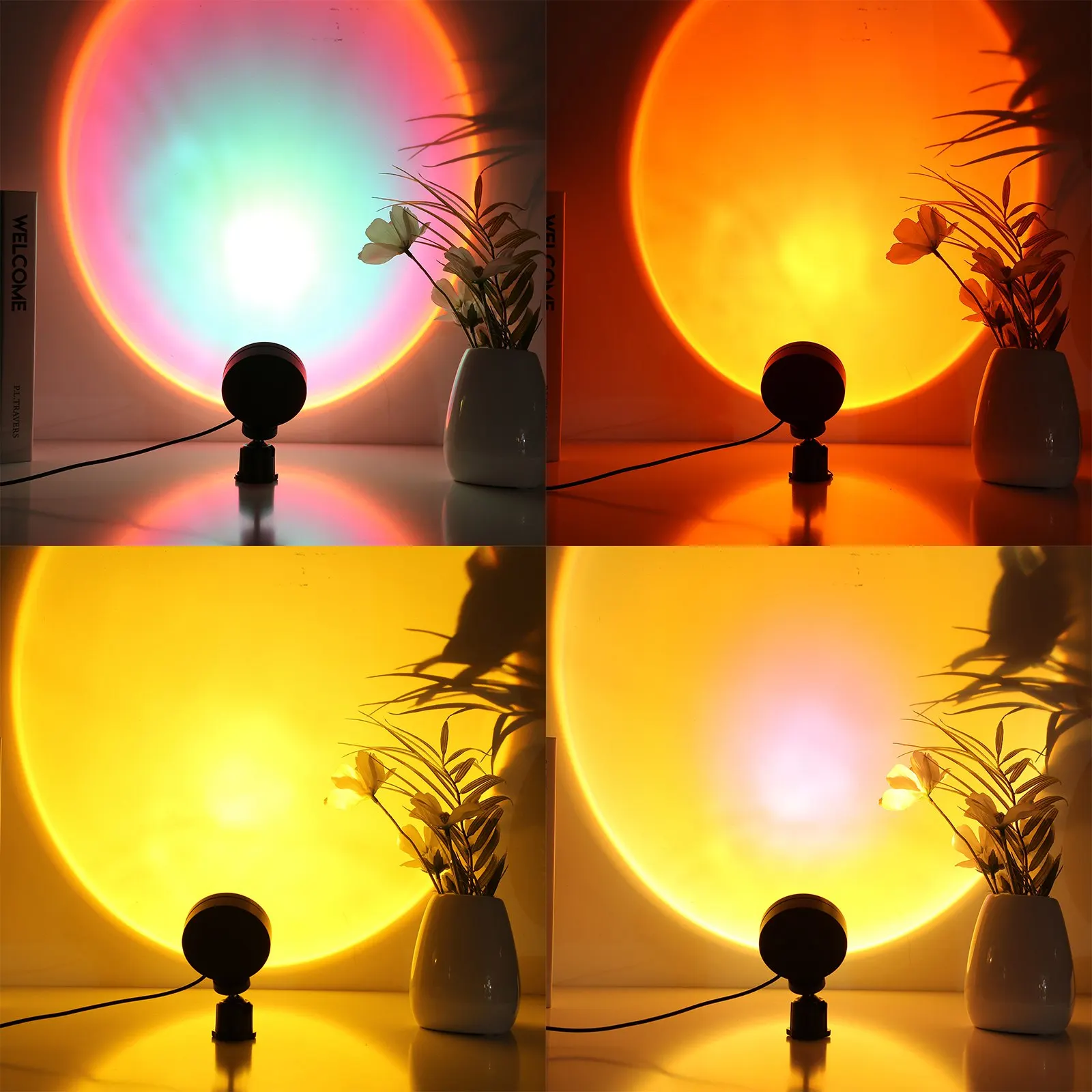 USB Sunset Rainbow Projector Atmosphere LED Night Light Home Coffee Shop Live Background Wall Decoration Sunset Projection Lamp
USB Sunset Rainbow Projector Atmosphere LED Night Light Home Coffee Shop Live Background Wall Decoration Sunset Projection Lamp