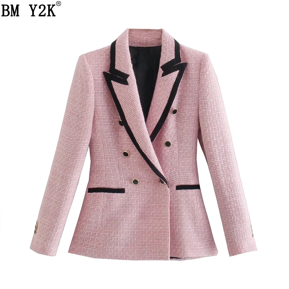 BM Y2K Tweed blazer women with contrast piping Fashion lapel collar long sleeve double breasted Women's suit jacket Autumn Coat
BM Y2K Tweed blazer women with contrast piping Fashion lapel collar long sleeve double breasted Women's suit jacket Autumn Coat