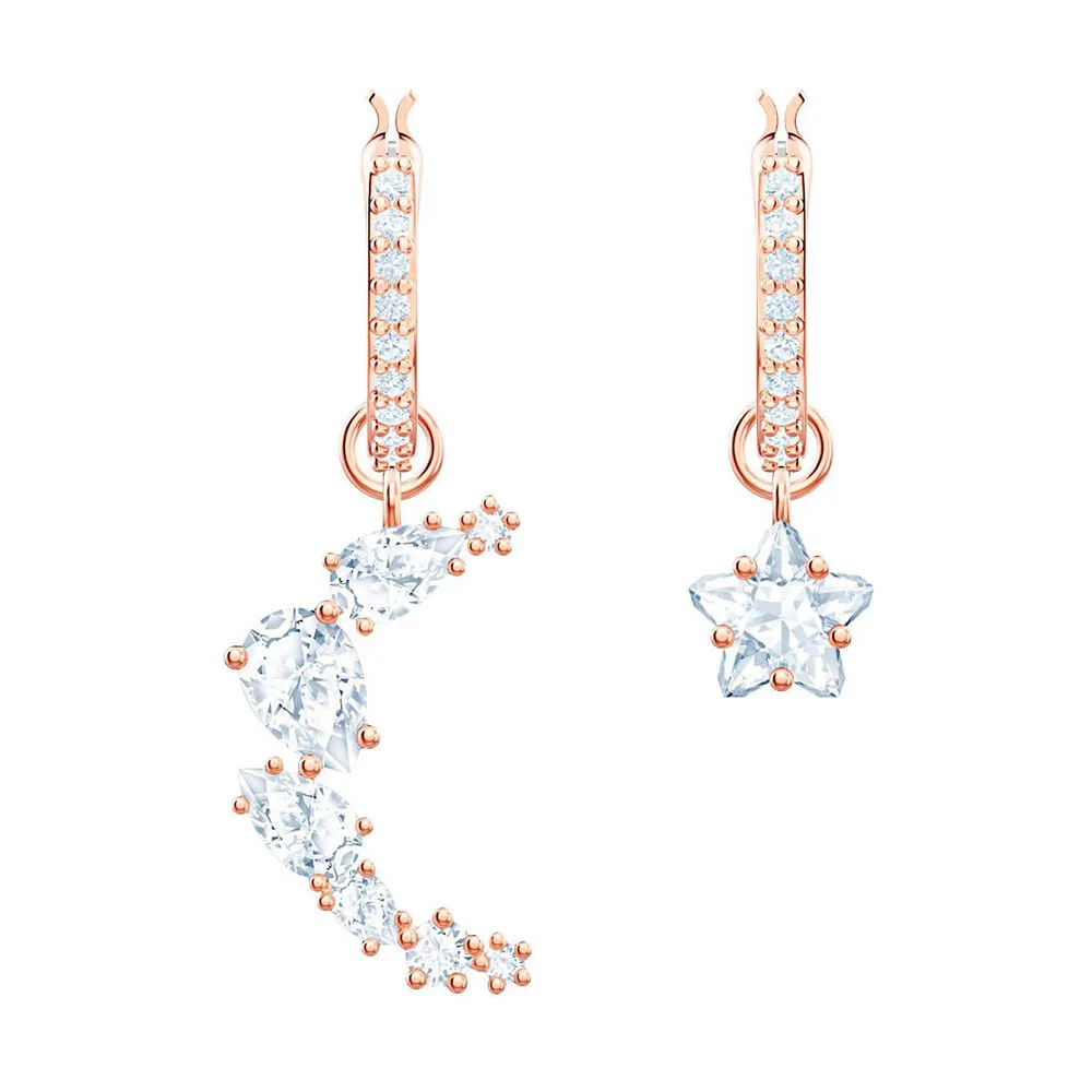 New Rose Gold Moon And Star Pattern Crystal Pierced Earrings Ladies Engagement Romantic Jewelry Gift
New Rose Gold Moon And Star Pattern Crystal Pierced Earrings Ladies Engagement Romantic Jewelry Gift