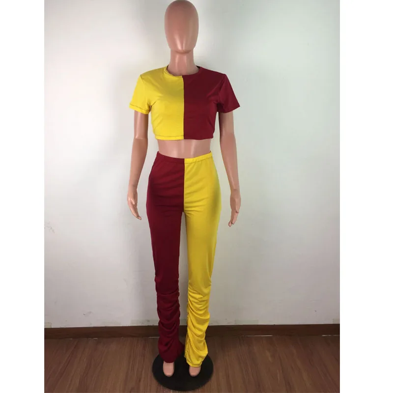 ZKYZWX Patchwork Women Two Piece Set O-neck Short Sleeve T Shirts Fashion Stacked Joggers Pants Streetwear Suit Club Outfit Sets
ZKYZWX Patchwork Women Two Piece Set O-neck Short Sleeve T Shirts Fashion Stacked Joggers Pants Streetwear Suit Club Outfit Sets