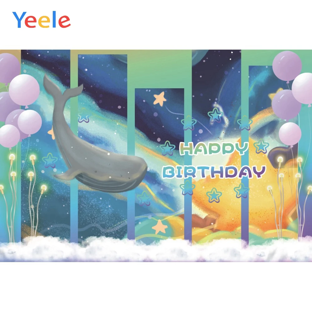 

Yeele Kid Birthday Party Decor Backdrop Props Baby Whale Balloon Animal Dots Vinyl Background Photozone Photo Studio Customized