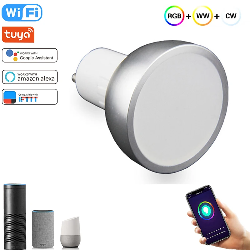 Умсветильник лампа Tuya GU10 с поддержкой Wi-Fi и голосовым управлением, 5 Вт 
Умсветильник лампа Tuya GU10 с поддержкой Wi-Fi и голосовым управлением, 5 Вт