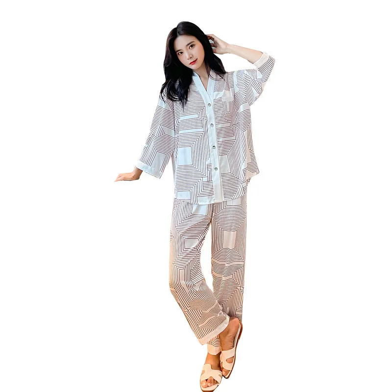 Pajamas Women's Ice Silk Autumn and Winter New Long-Sleeved Korean Style Simple Homewear Artificial Silk Women's Net 2-Piece Set
Pajamas Women's Ice Silk Autumn and Winter New Long-Sleeved Korean Style Simple Homewear Artificial Silk Women's Net 2-Piece Set