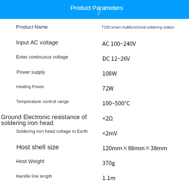 220V T100 Intelligent Soldering Station Electric Soldering Iron T12 Adjustable Constant Temperature Digital Display Rework Stati
220V T100 Intelligent Soldering Station Electric Soldering Iron T12 Adjustable Constant Temperature Digital Display Rework Stati