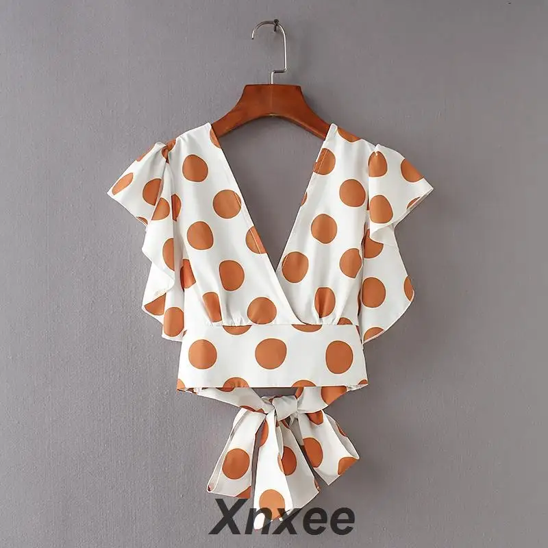 New Women vintage butterfly sleeve polka dot short Blouses Shirts women back v bowknot ruffles casual slim Tops Xnxee
New Women vintage butterfly sleeve polka dot short Blouses Shirts women back v bowknot ruffles casual slim Tops Xnxee