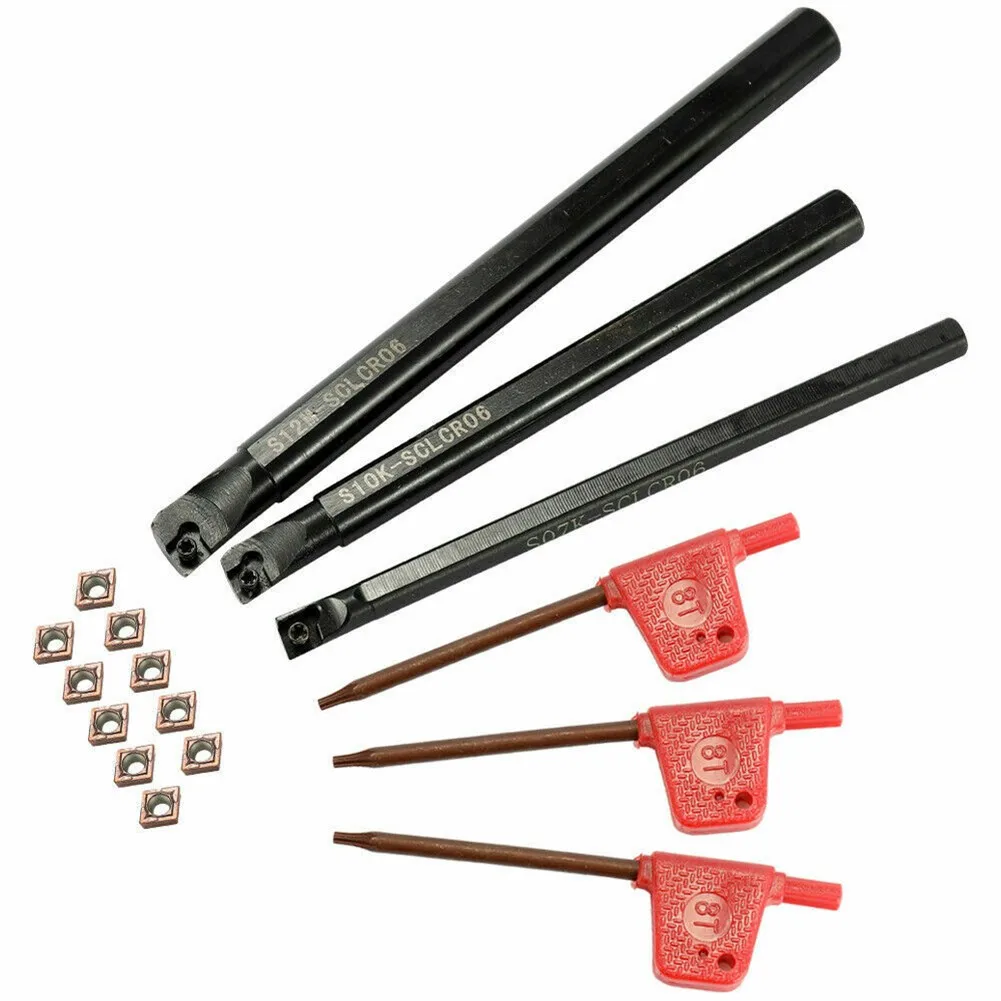 New Steel Boring Bar Lathe Turning Tool Holder CCMT0602 Carbide Inserts Set S12M-SCLCR06 Boring Bar With Wrench
New Steel Boring Bar Lathe Turning Tool Holder CCMT0602 Carbide Inserts Set S12M-SCLCR06 Boring Bar With Wrench