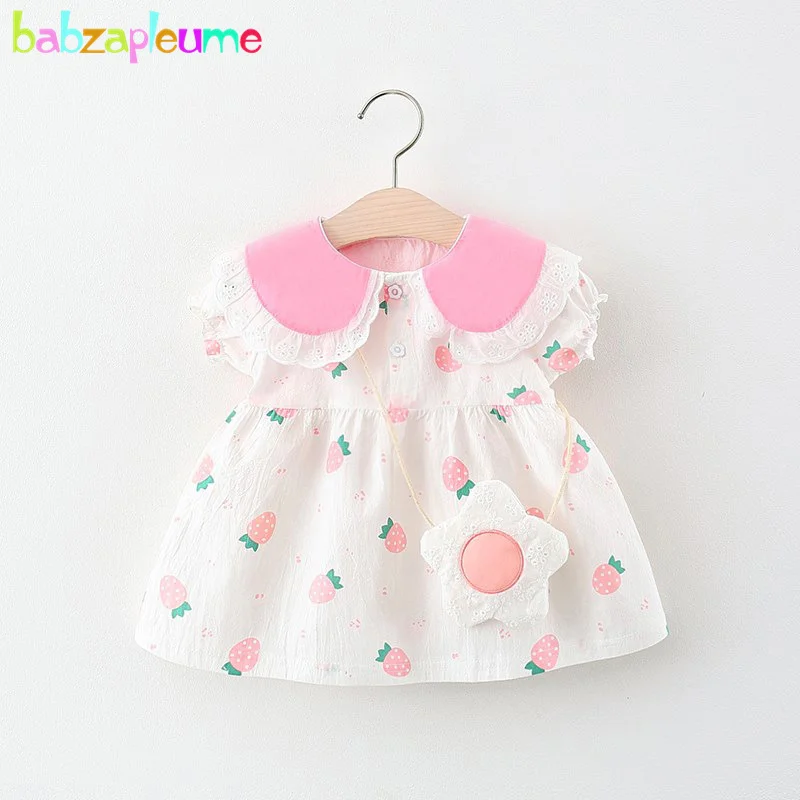 Summer Toddler Girl Dresses Cartoon Cute Print Strawberry Doll Collar Cotton Newborn Baby Dress+Bag Infant Clothing Set BC2098
Summer Toddler Girl Dresses Cartoon Cute Print Strawberry Doll Collar Cotton Newborn Baby Dress+Bag Infant Clothing Set BC2098