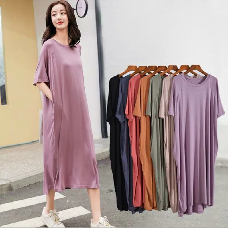 100 Kg wear night dress women short sleeve modal cotton nightshirt female loose long nightgowns women's home clothes with pocket
100 Kg wear night dress women short sleeve modal cotton nightshirt female loose long nightgowns women's home clothes with pocket