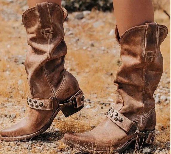 short tube large Thick heel women's boots tassel
