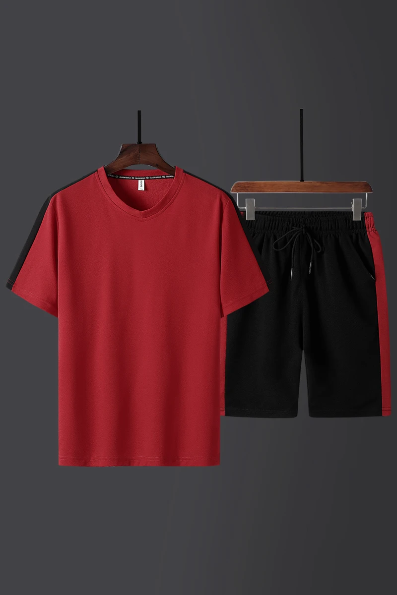 2021 Summer Fashion Leisure brand Men's Set Tracksuit Male Sweatsuit Short Sleeves T shirt 2 piece set Jogging suit for men