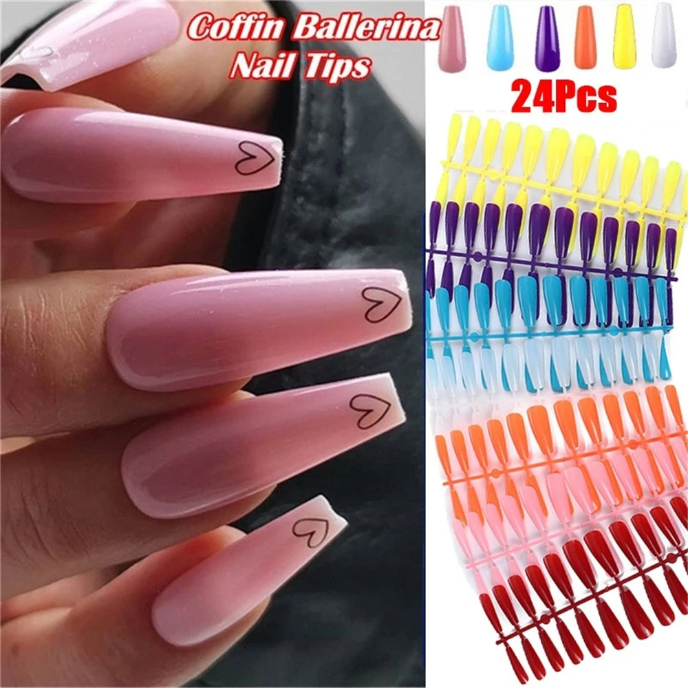 24Pcs/Sheet Candy Color Full Cover Artificial False Nail Tips Fake Nails Extension Stiletto Coffin Nails Nail Art Tool
24Pcs/Sheet Candy Color Full Cover Artificial False Nail Tips Fake Nails Extension Stiletto Coffin Nails Nail Art Tool