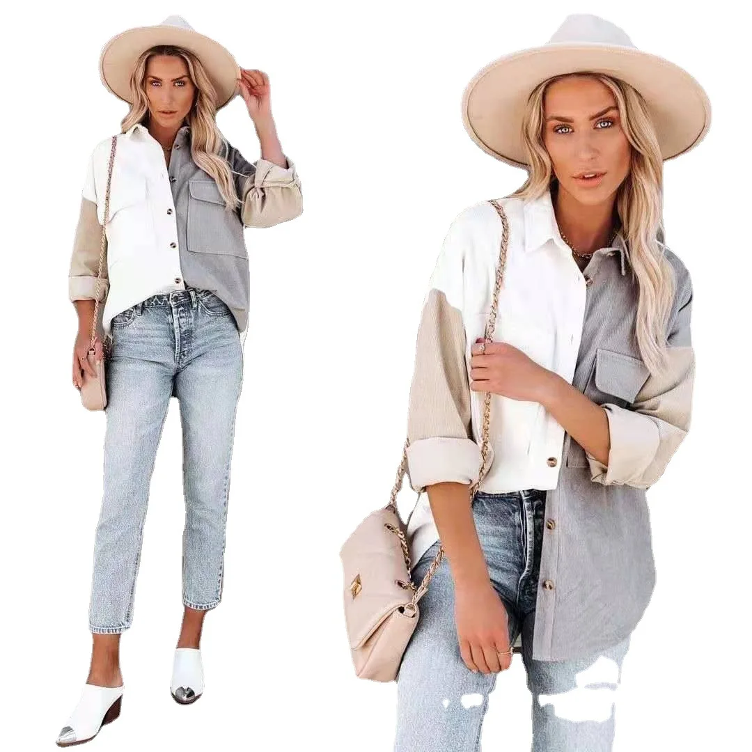 WEPBEL Spring Long Sleeve Single-Breasted Cardigan Turn-down Collar Pocket T-shirt Women's Casual Stitching Loose-Fit T-shirt
WEPBEL Spring Long Sleeve Single-Breasted Cardigan Turn-down Collar Pocket T-shirt Women's Casual Stitching Loose-Fit T-shirt