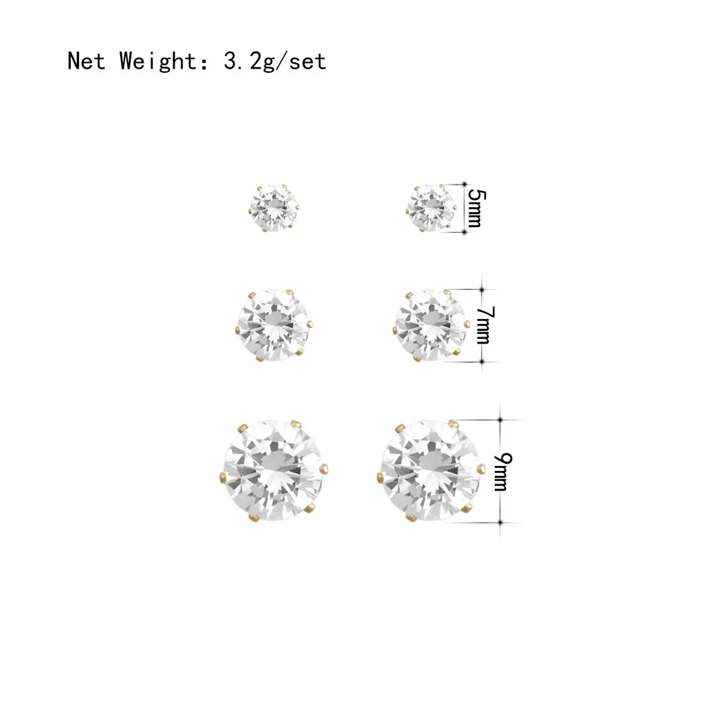 2020 New Luxury Zircon Stud Earring Set Gold and Silver Color 5/7/9mm Cubic Zirconia Stud Earrings for Women Wedding Party
2020 New Luxury Zircon Stud Earring Set Gold and Silver Color 5/7/9mm Cubic Zirconia Stud Earrings for Women Wedding Party