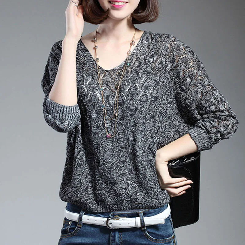 New Autumn Sweater Women Pullovers Casual Tops V-Neck Loose Batwing Sleeve Hollow Out Thin Knitted Sweater Female Jersey Mujer
New Autumn Sweater Women Pullovers Casual Tops V-Neck Loose Batwing Sleeve Hollow Out Thin Knitted Sweater Female Jersey Mujer