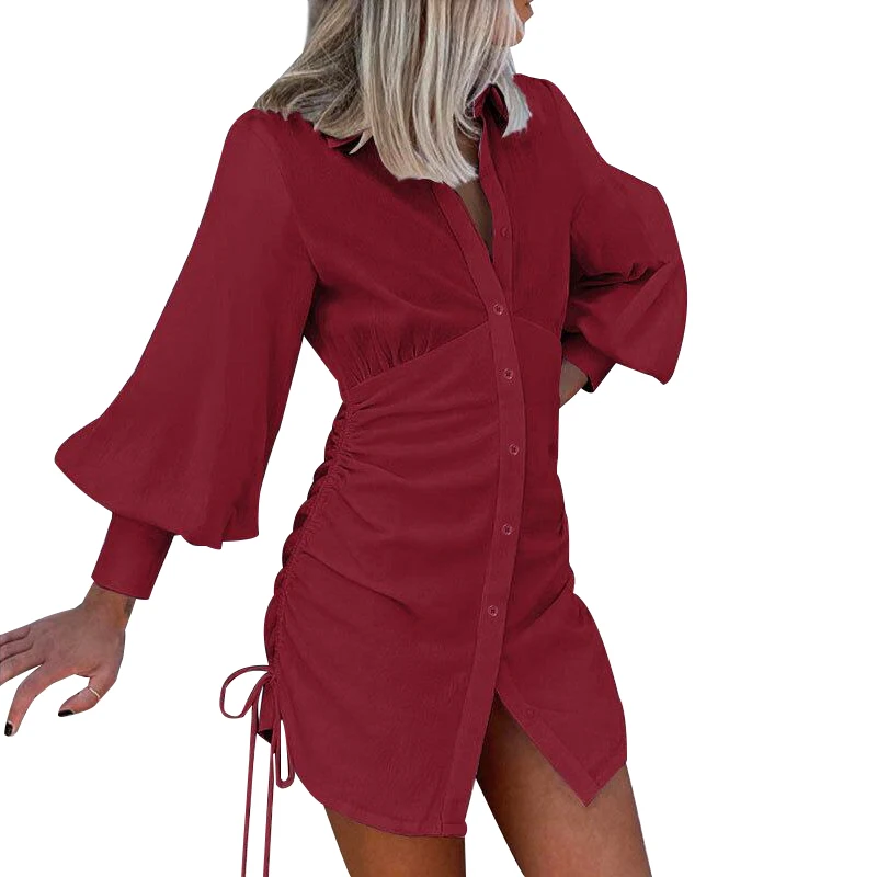 Tight-fitting Button-type Women's Party Dress Autumn New Ins Solid Color V-neck Sexy Side Pleated Lace-up Hip Dresses for Women
Tight-fitting Button-type Women's Party Dress Autumn New Ins Solid Color V-neck Sexy Side Pleated Lace-up Hip Dresses for Women