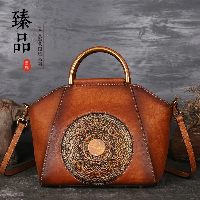 New Women's Handbag Totem Embossed Women's Leather Bags Shoulder Full-Grain Leather Tote Bag Retro Rub Colored handbag bag
New Women's Handbag Totem Embossed Women's Leather Bags Shoulder Full-Grain Leather Tote Bag Retro Rub Colored handbag bag