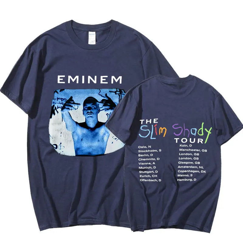 Винтажные 1999 футболки Eminem Slim Shady Tour с новым принтом Мужская футболка коротким