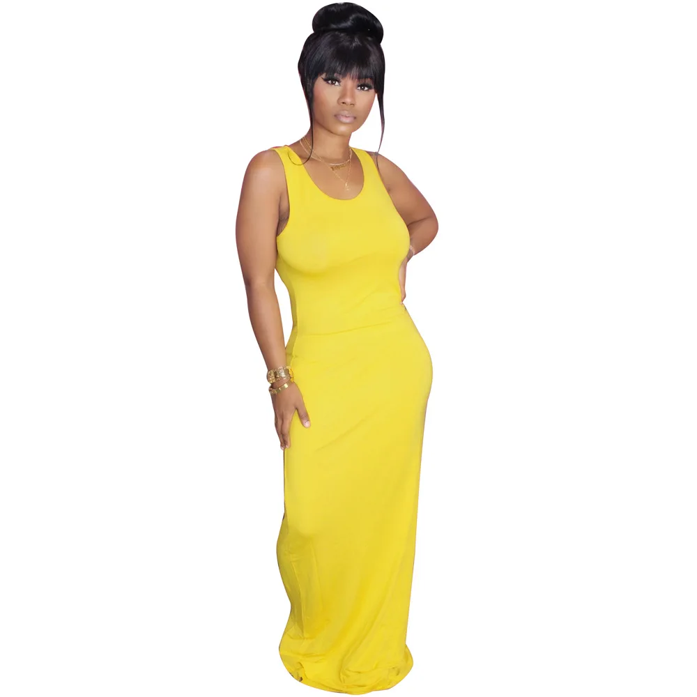 European and American summer sexy solid color dress fashion slim o-neck sleeveless women's Vest long skirt
European and American summer sexy solid color dress fashion slim o-neck sleeveless women's Vest long skirt