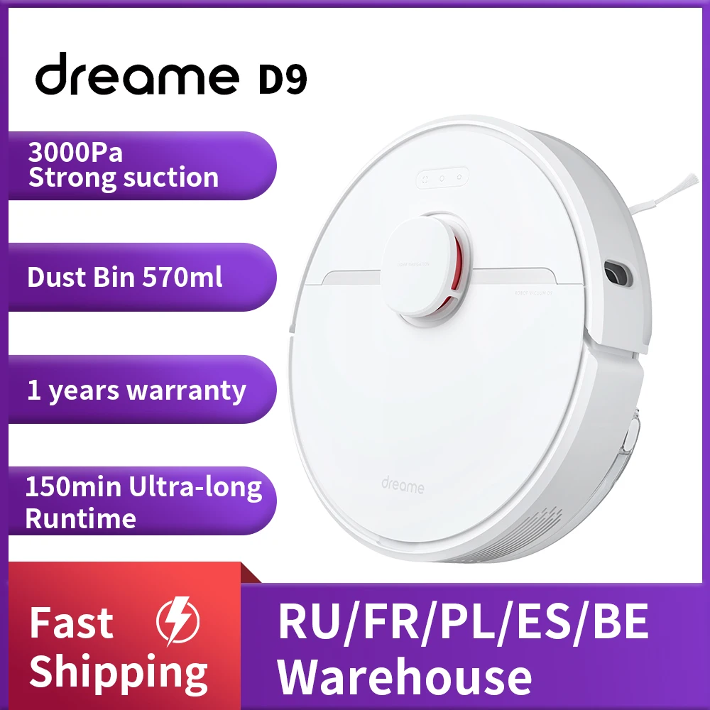 Dreame D9 Robot Vacuum Cleaner For Home Global Version 3000Pa Strong Suction Cleaner Sweeping Washing Mop APP WIFI Smart Control
Dreame D9 Robot Vacuum Cleaner For Home Global Version 3000Pa Strong Suction Cleaner Sweeping Washing Mop APP WIFI Smart Control