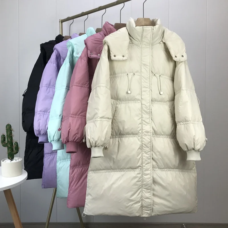2021 Winter New Casual White Down Warm Coat Women's Mediumn Long Solid Color Hooded Thick Oversized Drawstring Fashion Jacket
2021 Winter New Casual White Down Warm Coat Women's Mediumn Long Solid Color Hooded Thick Oversized Drawstring Fashion Jacket