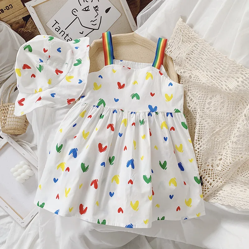 New Girl's Dress 2021 Summer Love Suspender Dress Cute Print Children Princess Dress With Hat 2-6Y
New Girl's Dress 2021 Summer Love Suspender Dress Cute Print Children Princess Dress With Hat 2-6Y