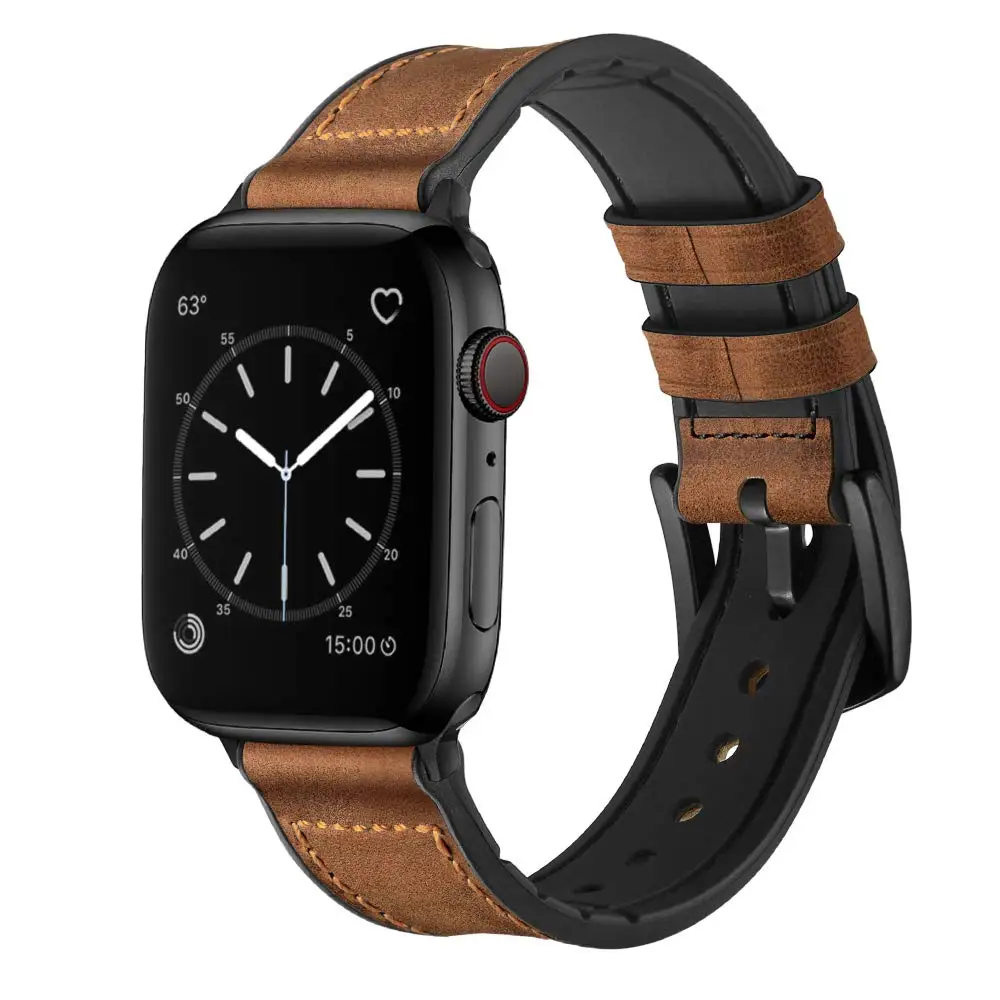 Silicone+Leather strap for Apple watch band 44mm 40mm 42mm 38mm Genuine Leather watchband bracelet iWatch series 5 4 3 SE 6 band
Silicone+Leather strap for Apple watch band 44mm 40mm 42mm 38mm Genuine Leather watchband bracelet iWatch series 5 4 3 SE 6 band