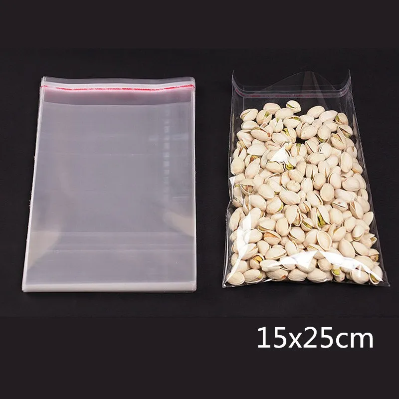 Фото Прозрачные самоклеящиеся одноразовые пакеты 15*25 см для еды конфет печенья(China)