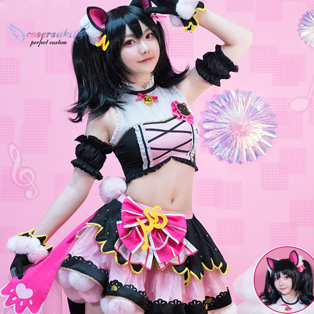 Lovelive Кошка двойной конский хвост Нико язава косплей карнавал костюм Хэллоуин