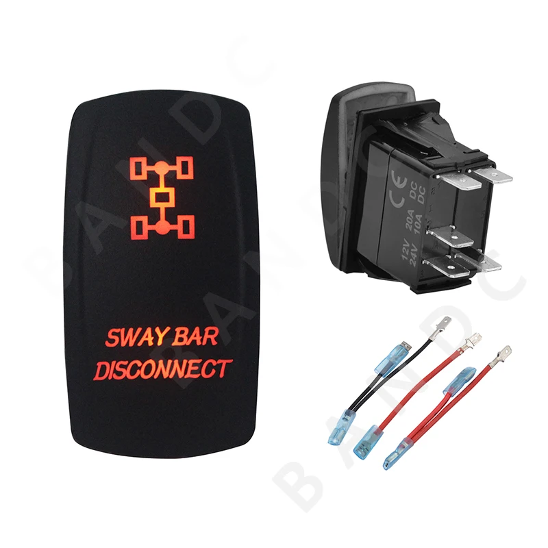 SWAY BAR DISCONNECT Rocker Switch 5P ON-OFF SPST Laser Etched Orange Illuminated Led for Car Boat Marine ARB RV,Jumper Wire Set
SWAY BAR DISCONNECT Rocker Switch 5P ON-OFF SPST Laser Etched Orange Illuminated Led for Car Boat Marine ARB RV,Jumper Wire Set
