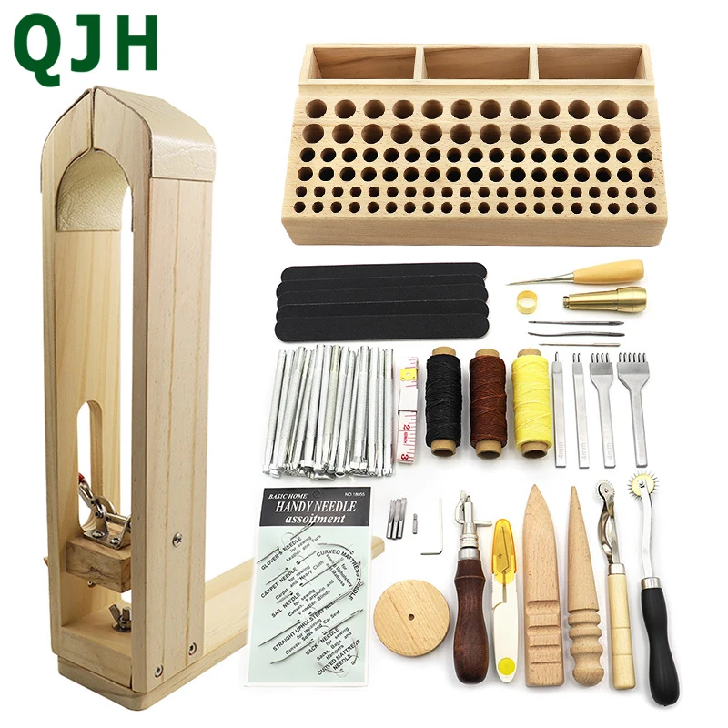 DIY Professional Leather Craft Tool Kit Hand Sewing Stitching Punching Carving Work Saddle Slotting Set Fitting Tool Set 
DIY Professional Leather Craft Tool Kit Hand Sewing Stitching Punching Carving Work Saddle Slotting Set Fitting Tool Set