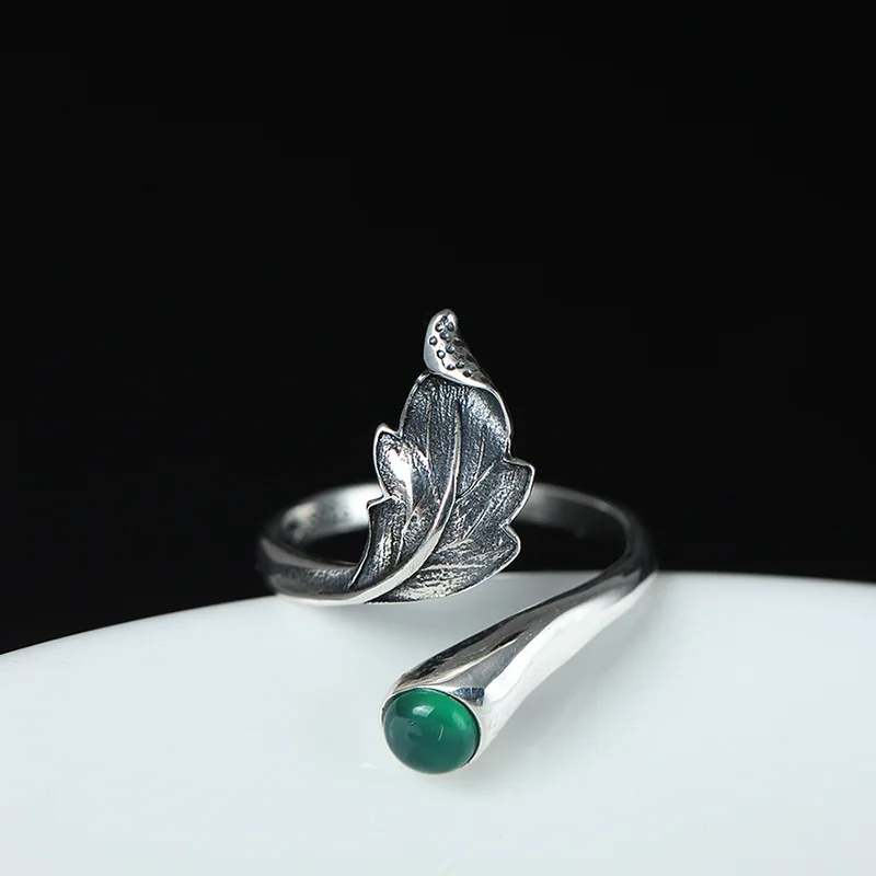 Ring 925 Sterling Silver Natural jade Feather Leaves Open Rings For Women Vintage Chinese Style Jewelry
Ring 925 Sterling Silver Natural jade Feather Leaves Open Rings For Women Vintage Chinese Style Jewelry