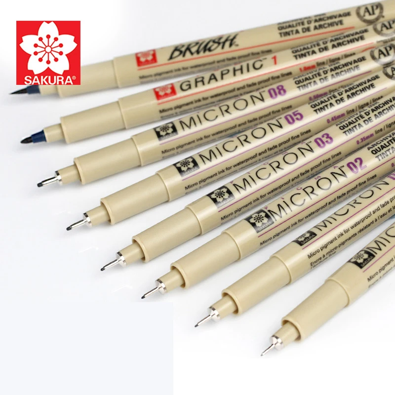 Sakura Pigma Micron Neelde мягкая кисть Ручка для рисования Fineliner Мультяшные чернильные