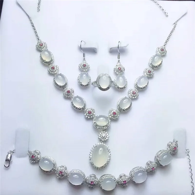 LETSFUN Fine Jewelry 925 Silver Inlaid Natural Ice Chalcedony Pendant Necklace Ring Bracelet Earring Set Gifts Free Shipping
LETSFUN Fine Jewelry 925 Silver Inlaid Natural Ice Chalcedony Pendant Necklace Ring Bracelet Earring Set Gifts Free Shipping