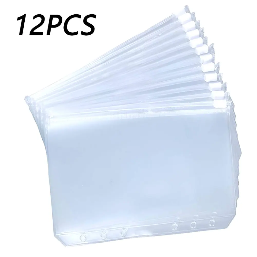A5 A6 A7 12PCS Binder PocketsBinder Zipper Folders for 6-Ring Notebook Binder Transparent Loose Leaf Pouch Document Filing Bags
A5 A6 A7 12PCS Binder PocketsBinder Zipper Folders for 6-Ring Notebook Binder Transparent Loose Leaf Pouch Document Filing Bags
