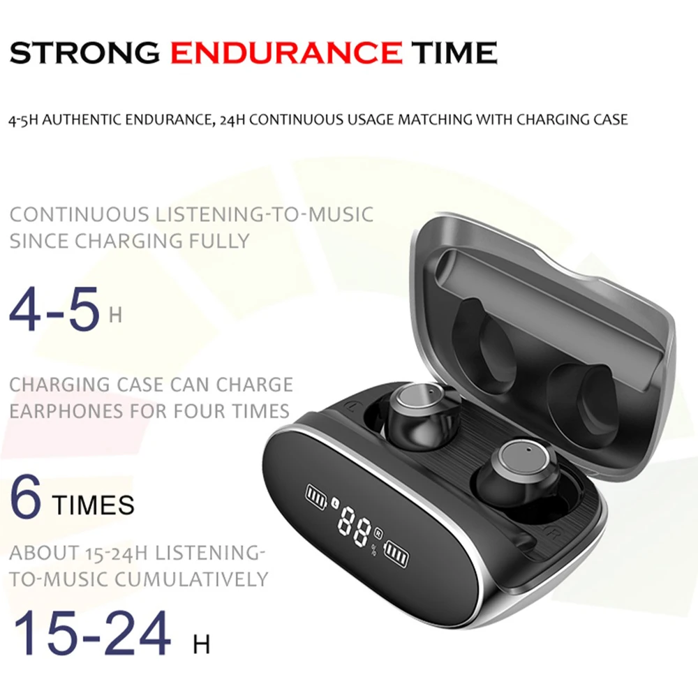 True Wireless Headphones Bluetooth Earphones HIFI Sound Quality 2500mAh Charging Box Waterproof Earbuds with Microphone HD Calls
True Wireless Headphones Bluetooth Earphones HIFI Sound Quality 2500mAh Charging Box Waterproof Earbuds with Microphone HD Calls