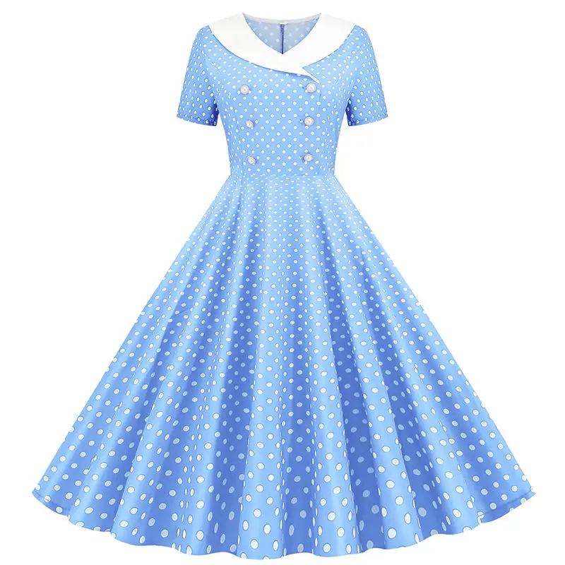 Vintage Printing Polka Dot Dress Female Summer Short Sleeve A- Line Dress Party Princess Dresses for Women Party England Style
Vintage Printing Polka Dot Dress Female Summer Short Sleeve A- Line Dress Party Princess Dresses for Women Party England Style
