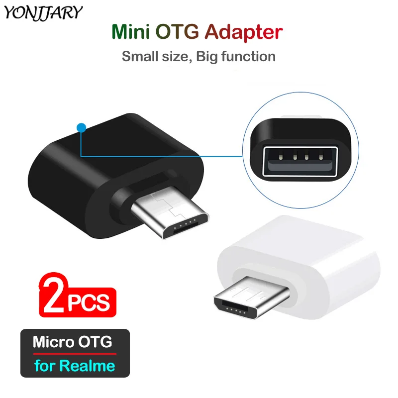 2 шт. микро USB OTG адаптер для Realme 1 3 3i 5 5i 5s Pro U1 C1 2019 C2s C2 C3 2020 Micro порт телефона
