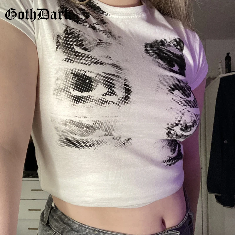 Goth Dark Grunge Aesthetic Gothic Punk T-Shirts White Women Summer Graphic Print Crop Tops Slim Short Sleeve Fashion Alt Clothes
Goth Dark Grunge Aesthetic Gothic Punk T-Shirts White Women Summer Graphic Print Crop Tops Slim Short Sleeve Fashion Alt Clothes
