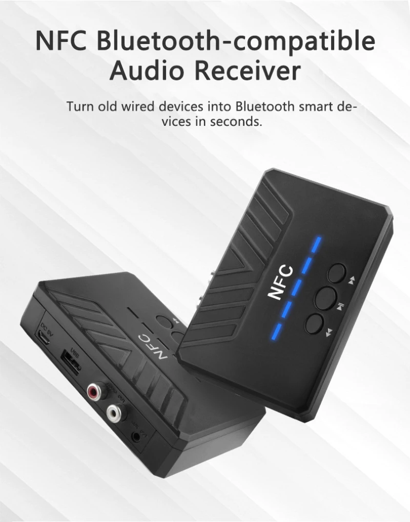 NFC Blue-tooth-compatible Receiver AUX 3.5mm Jack Dual-channel audio adapter Portable Audio & Video Wireless Adapter
NFC Blue-tooth-compatible Receiver AUX 3.5mm Jack Dual-channel audio adapter Portable Audio & Video Wireless Adapter