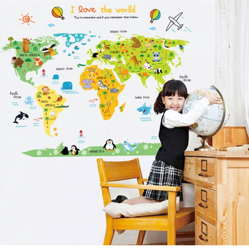 New I Love The World Map Wall Stickers Poster Animal Map Wall Decals Home Decor Living Room Bedroom Study Decoration Wallpaper
New I Love The World Map Wall Stickers Poster Animal Map Wall Decals Home Decor Living Room Bedroom Study Decoration Wallpaper