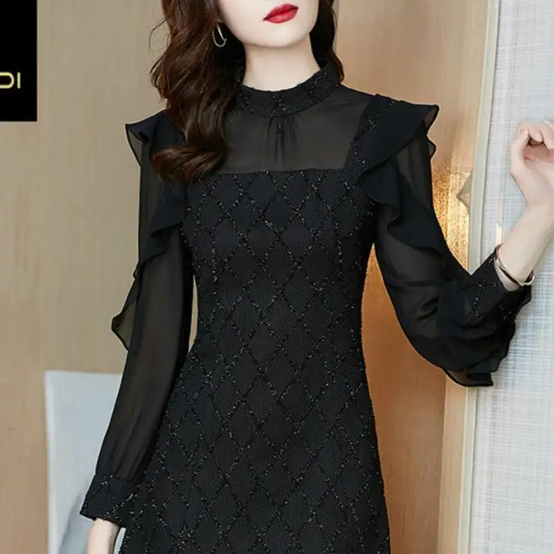 Women's Spring Autumn Chiffon Dress Women's Ruffles Turtleneck Long Sleeve Solid Color Korean Casual Dress AA3487
Women's Spring Autumn Chiffon Dress Women's Ruffles Turtleneck Long Sleeve Solid Color Korean Casual Dress AA3487