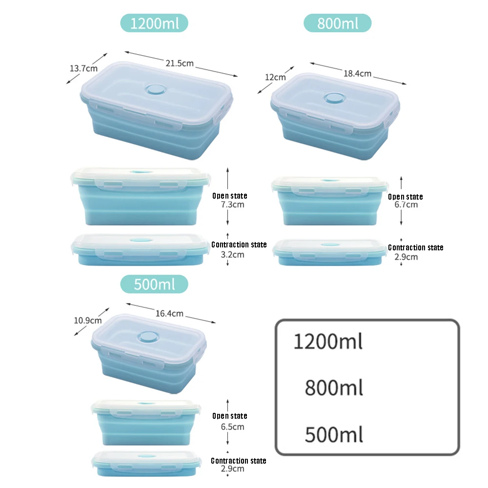 3pcs Silicone Folding Bento Lunch Box Collapsible Portable Lunchbox Dinnerware Food Container Bowl For Kitchen Children Adult
3pcs Silicone Folding Bento Lunch Box Collapsible Portable Lunchbox Dinnerware Food Container Bowl For Kitchen Children Adult