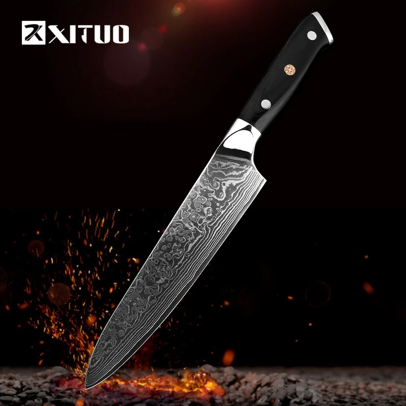 XITUO Damascus best chef knife Utility Kitchen Knife Japanese VG10 Steel Sharp Blade G10 Handle Cleaver High-Quality CookingTool
XITUO Damascus best chef knife Utility Kitchen Knife Japanese VG10 Steel Sharp Blade G10 Handle Cleaver High-Quality CookingTool