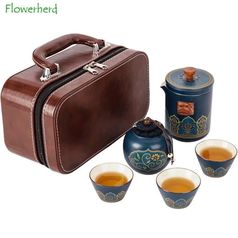 Керамический фарфоровый чайный набор для путешествий на открытом воздухе