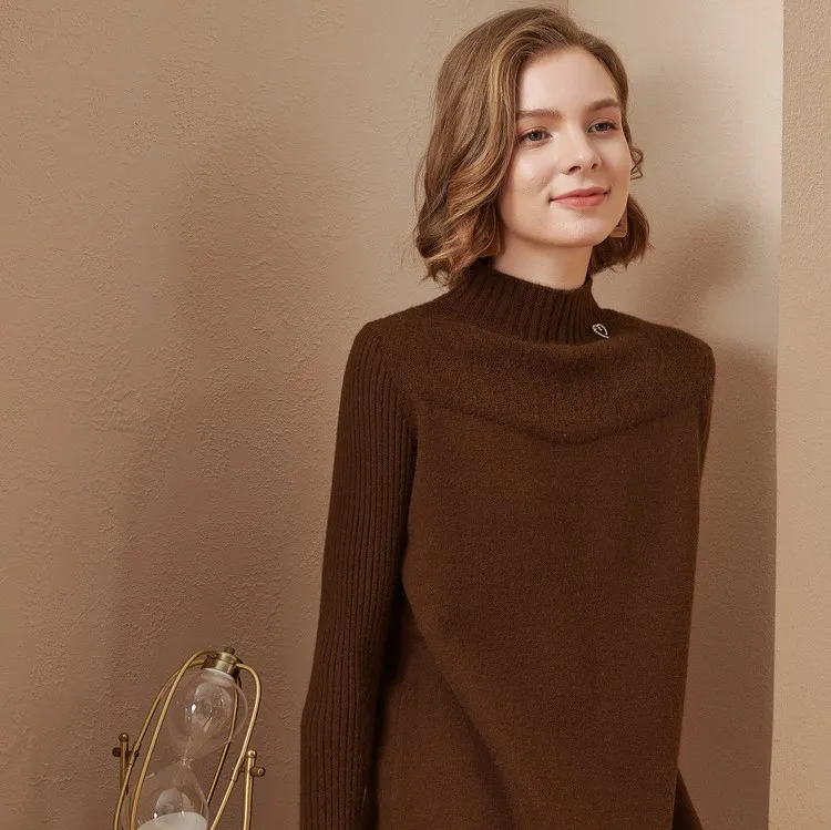 2020 Winter Fashion Ladies Half-High Collar Loose Long-Sleeved Stitching Lace Knitted Dress Women'S
2020 Winter Fashion Ladies Half-High Collar Loose Long-Sleeved Stitching Lace Knitted Dress Women'S